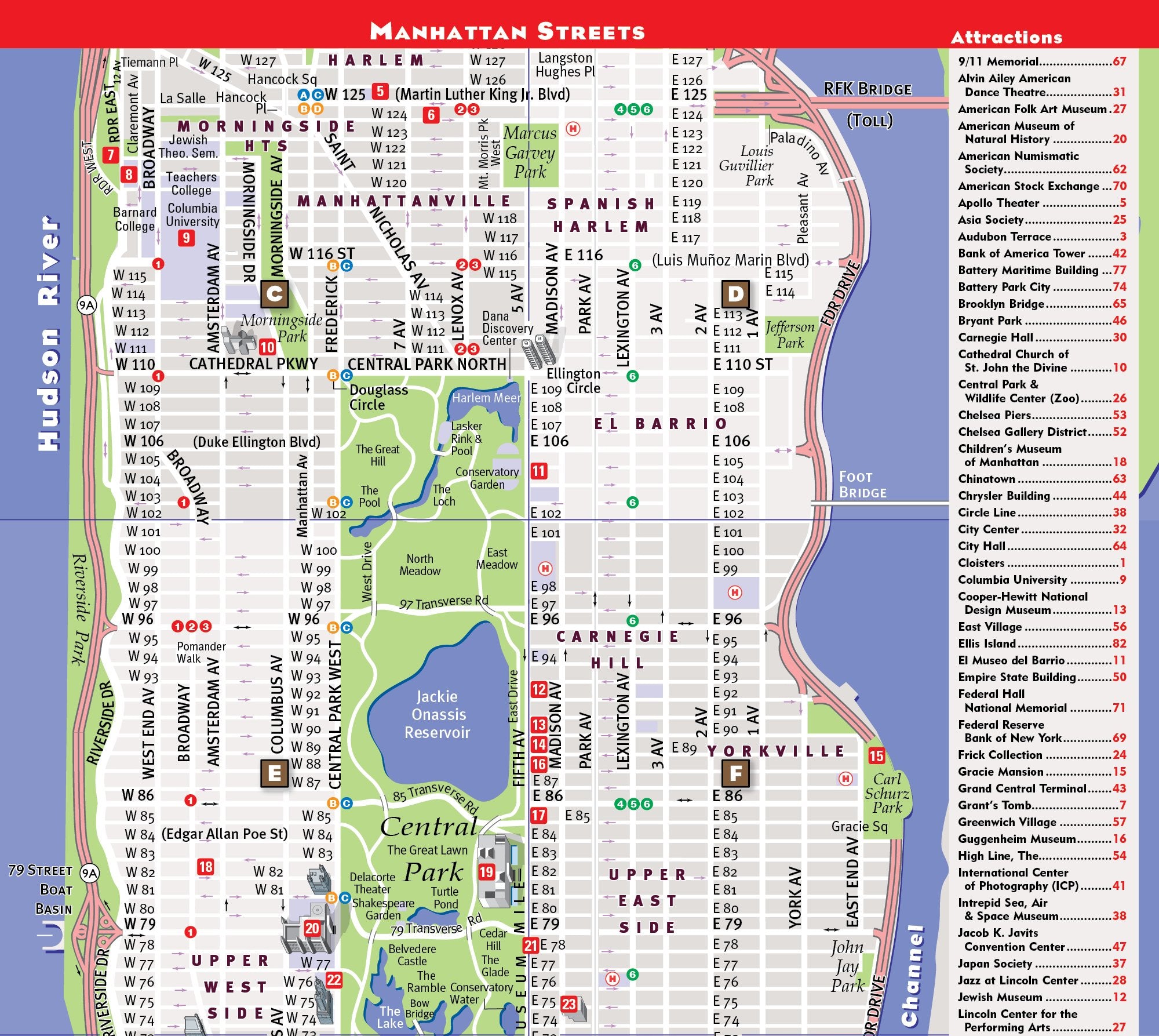 StreetSmart NYC Map Midtown Edition by Van DamLaminated pocket city street map of Manhattan w/ all attractions, museums, sights,Used