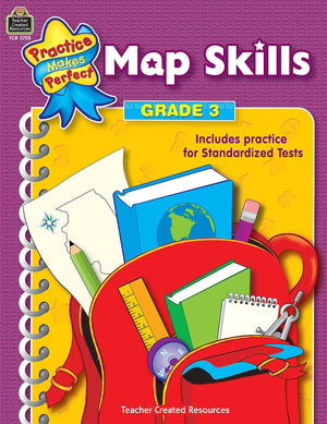 Map Skills, Grade 3 (Practice Makes Perfect Series),Used