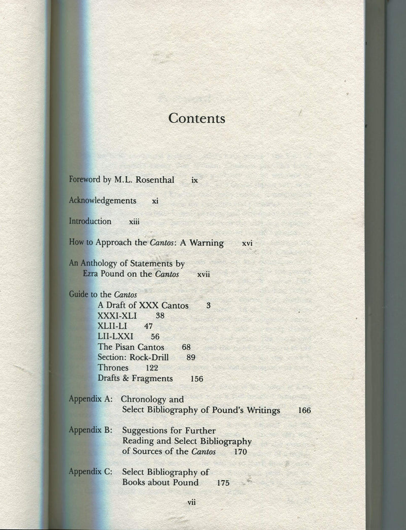 A Guide to the Cantos of Ezra Pound (Lamplighter Titles),Used