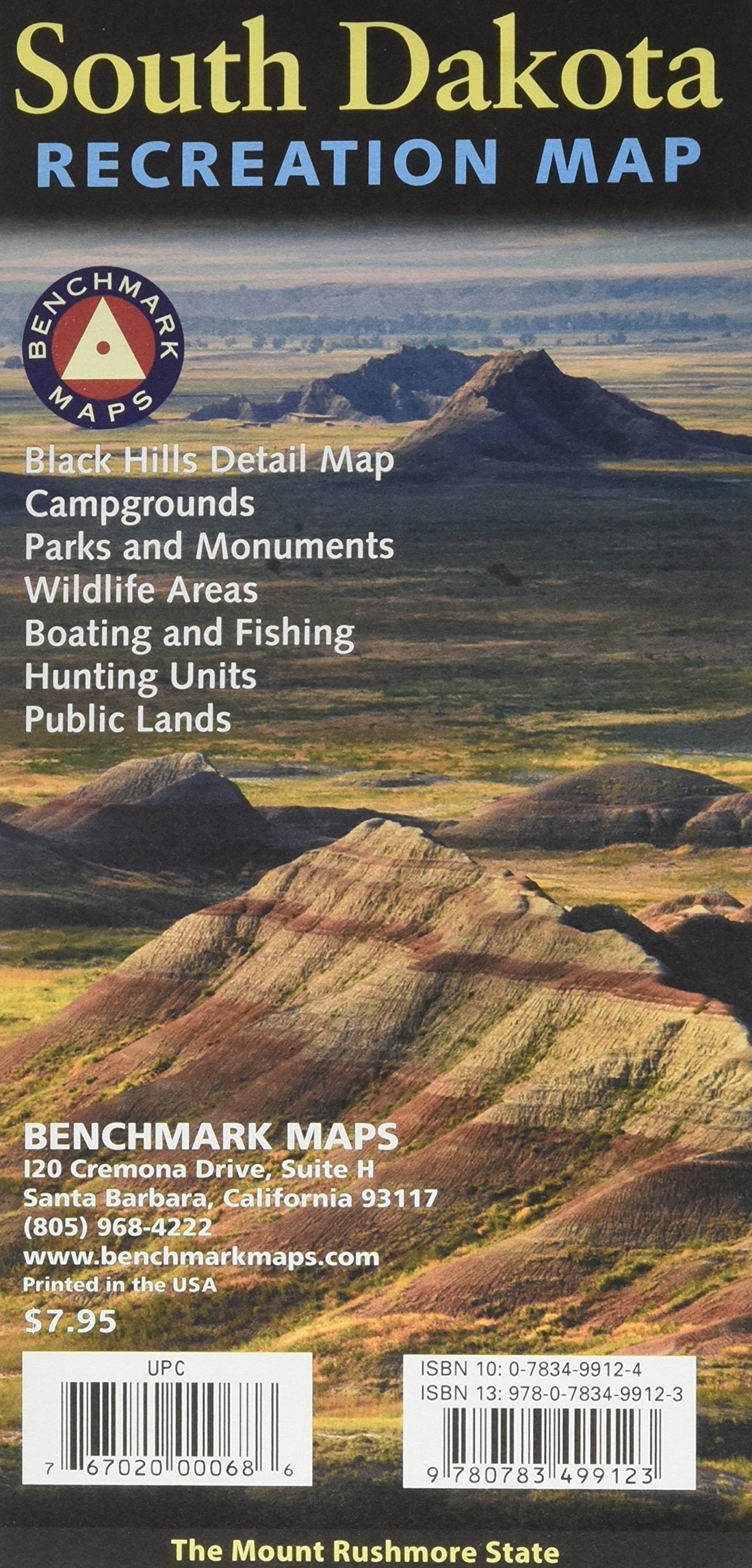 South Dakota Recreation Map (Benchmark Maps),Used