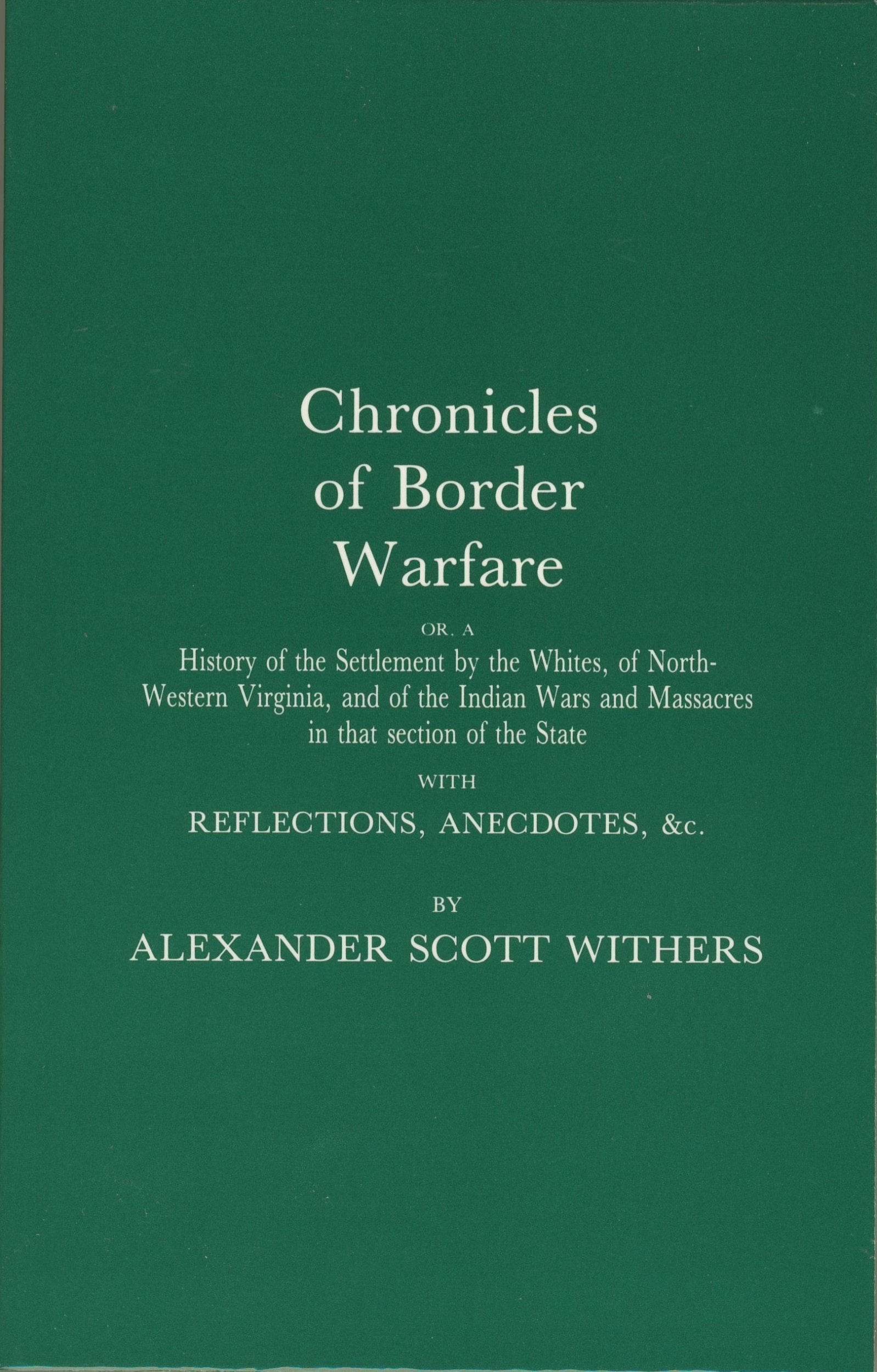 Chronicles Of Border Warfare,Used