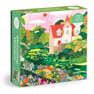 Galison Blooming Meadow  1000 Piece Jigsaw Puzzle Featuring Beautiful Artwork Of A Cottage In A Spring Meadow