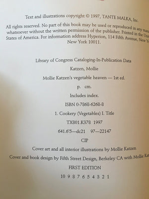 Mollie Katzen's Vegetable Heaven: Over 200 Recipes for Uncommon Soups, Tasty Bites, Side Dishes, and Too Many Desserts,Used