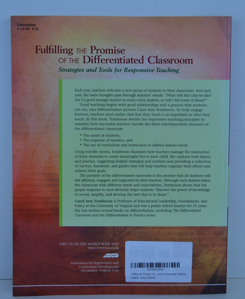 Fulfilling the Promise of the Differentiated Classroom: Strategies and Tools for Responsive Teaching,New