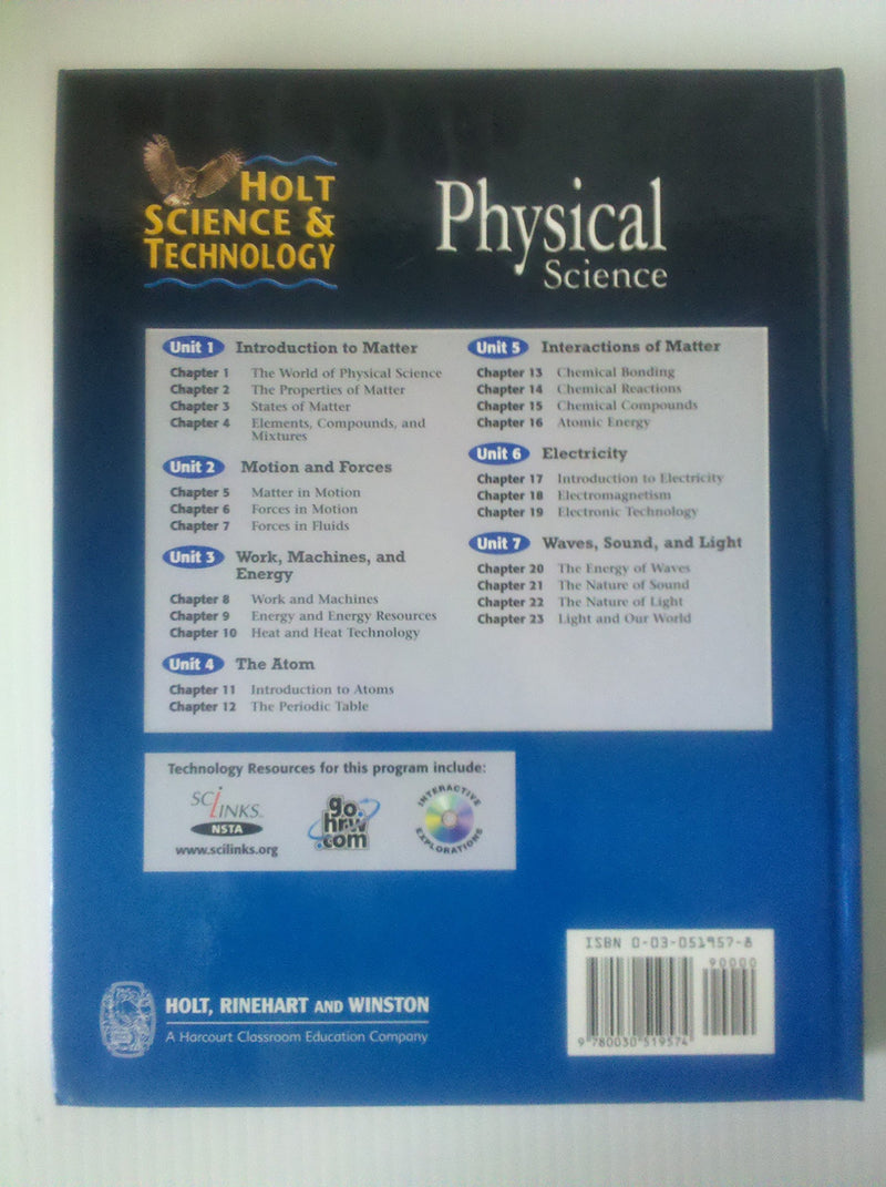 Holt Science & Technology: Physical Science,Used