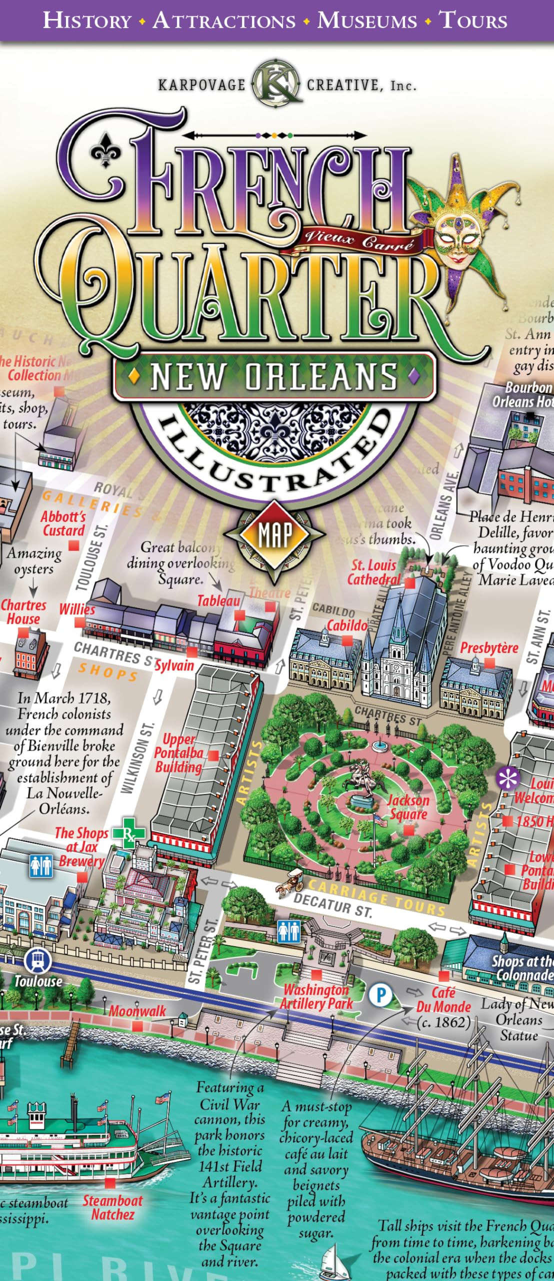New Orleans French Quarter Illustrated Map,Used