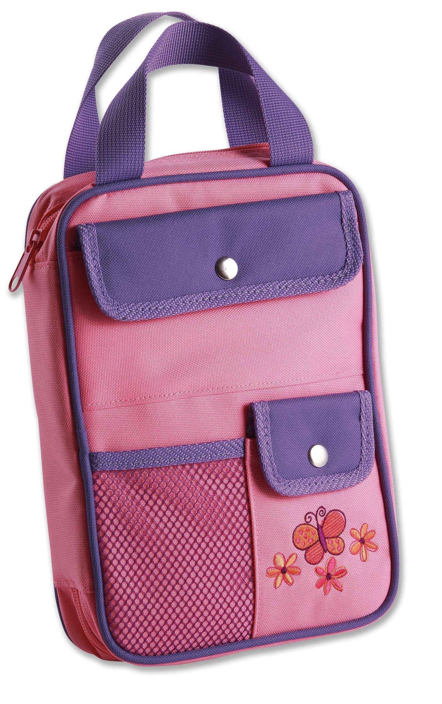 Butterfly Bible Cover For Girls, Bible Organizer, Zippered, With Handle, Canvas, Pink/Purple, Medium,New