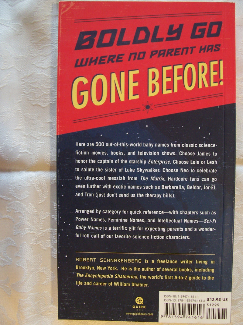 SciFi Baby Names: 500 OutofThisWorld Baby Names from Anakin to Zardoz,Used