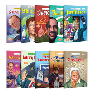 Story Book For Kids : Bill Gates, Steve Jobs, Mark Zuckerberg And More (Great Entrepreneur), Albert Einstein, And Alexander Graham Bell (Great Scientists)-Educational Books For Kids |Combo Of 10 Books