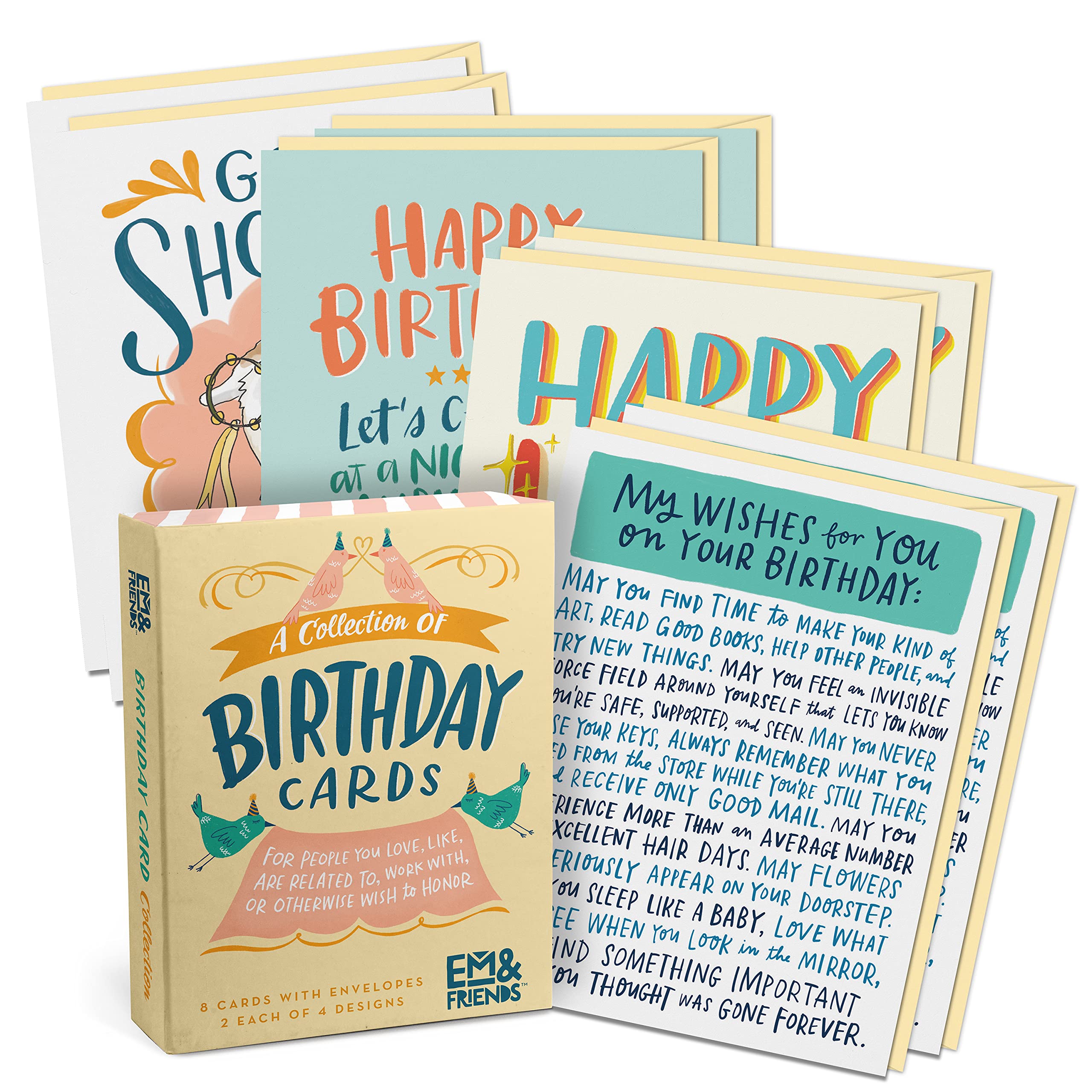 Em & Friends Birthday Cards, Box Of 8 Assorted (Em & Friends Boxed Cards (Mixed))