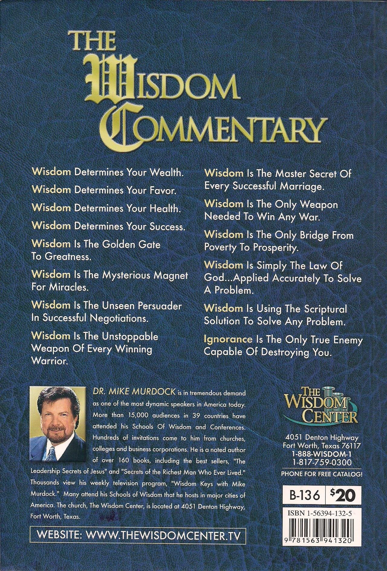 The Wisdom Commentary: Volume 1,Used