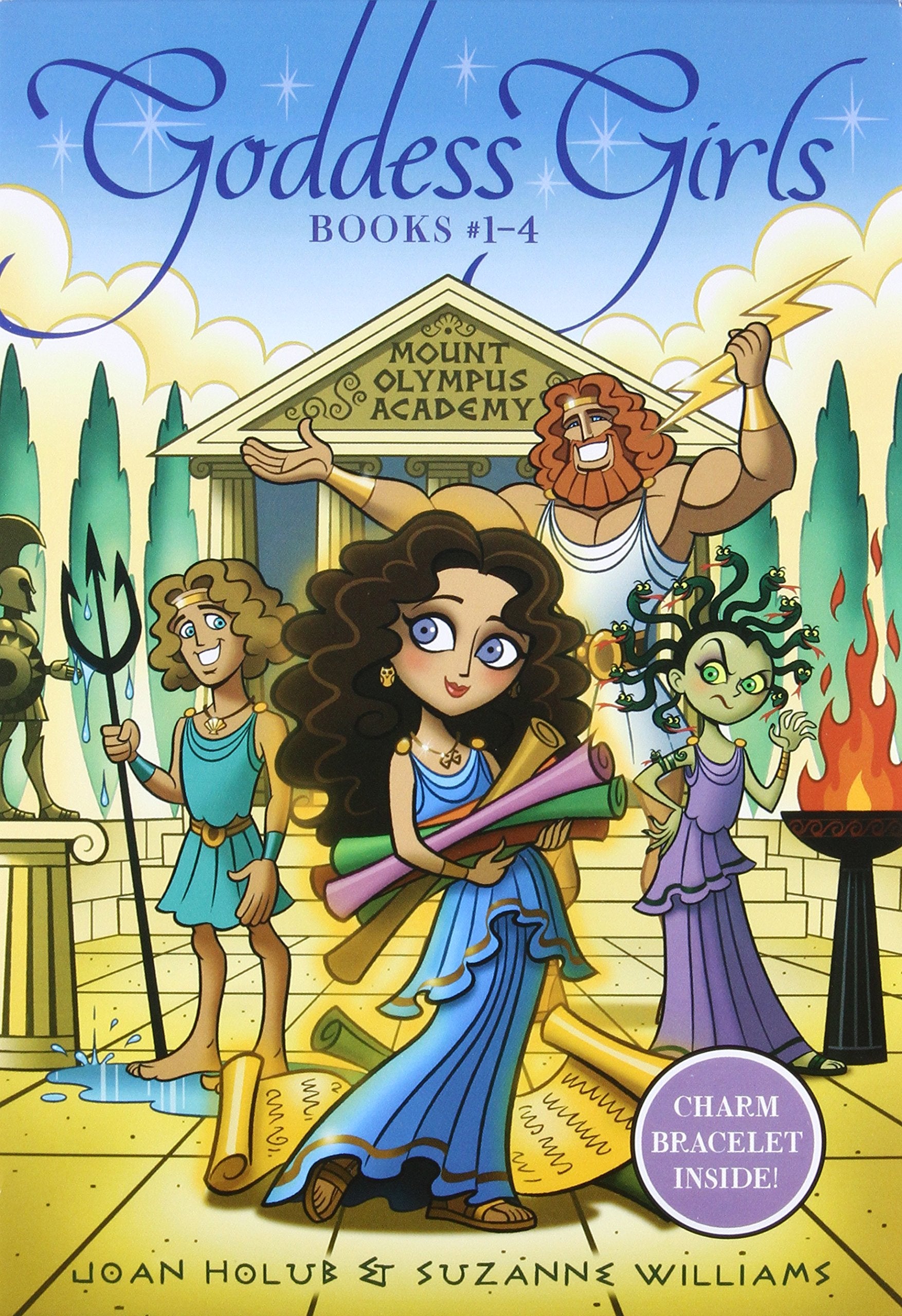 Goddess Girls Books #14 (Charm Bracelet Inside!): Athena the Brain; Persephone the Phony; Aphrodite the Beauty; Artemis the Bra,Used