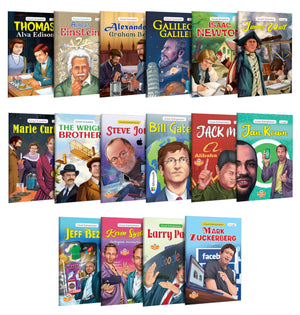 Great Enterpreneurs And Scientists Book :Bill Gates, Steve Jobs, Mark Zuckerberg, Albert Einstein, Alexander Graham Bell And More- Inspirational Stories For Kids, Storybooks For Young Kids(Pack Of 16)