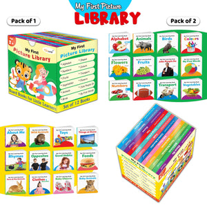 Toddlers Learning Library Box Set (Green And Yellow Edition) : Learning Board Book For Kids, My First Picture Library Box, Library Boxset Of 24 Board Books For Children