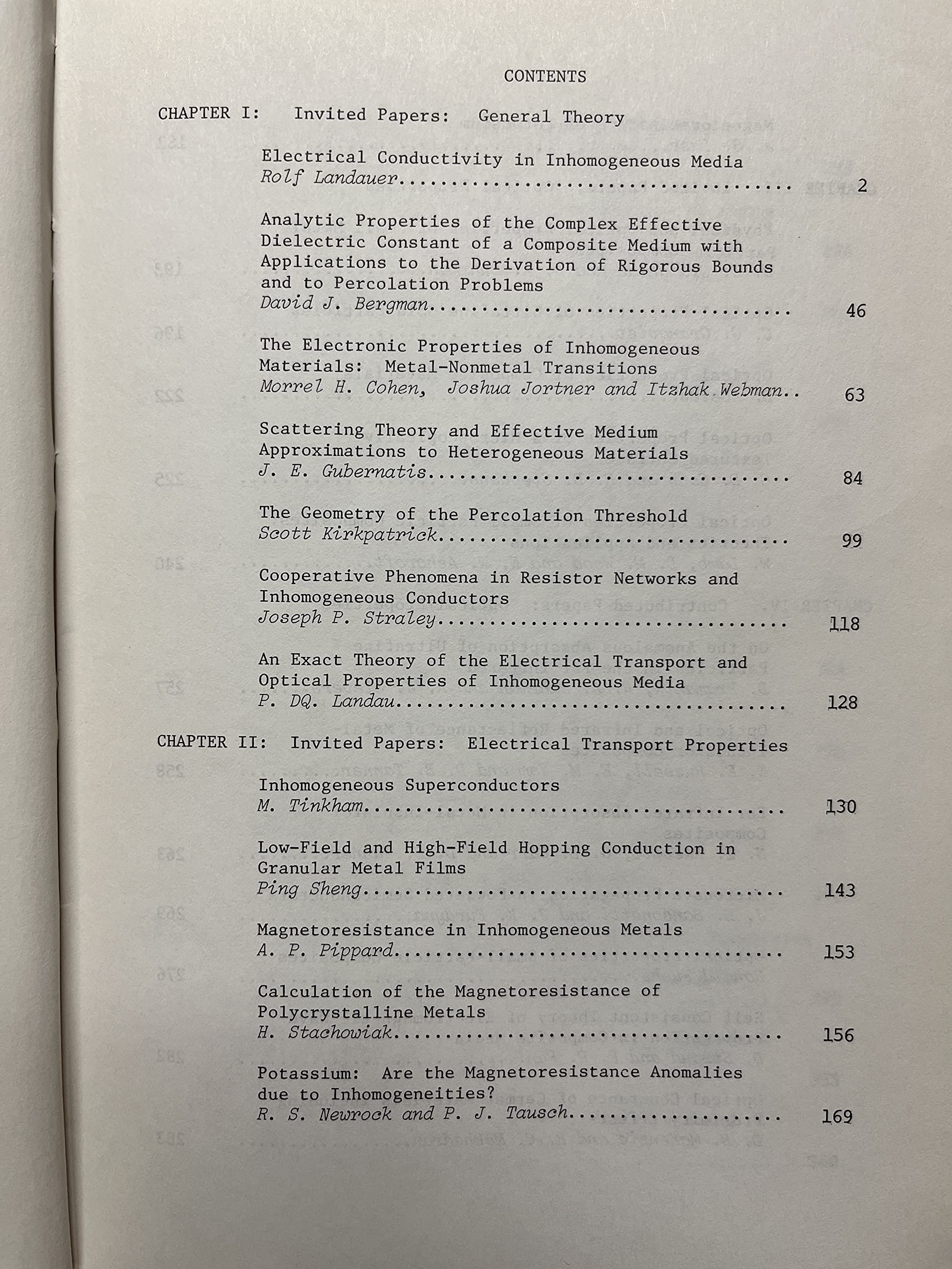 Electrical Transport And Optical Properties Of Inhomogeneous Media (Aip Conference Proceedings, 40)-used
