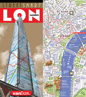 StreetSmart London Map by VanDam  City Center Street Map of London, England  Laminated folding pocket size city travel and Tub,Used