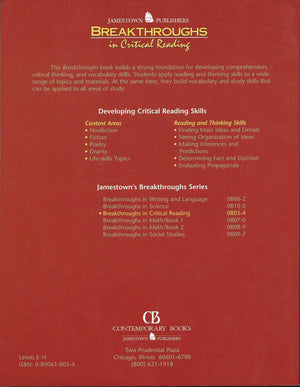 Breakthroughs in Critical Reading : Developing Critical Reading Skills,Used