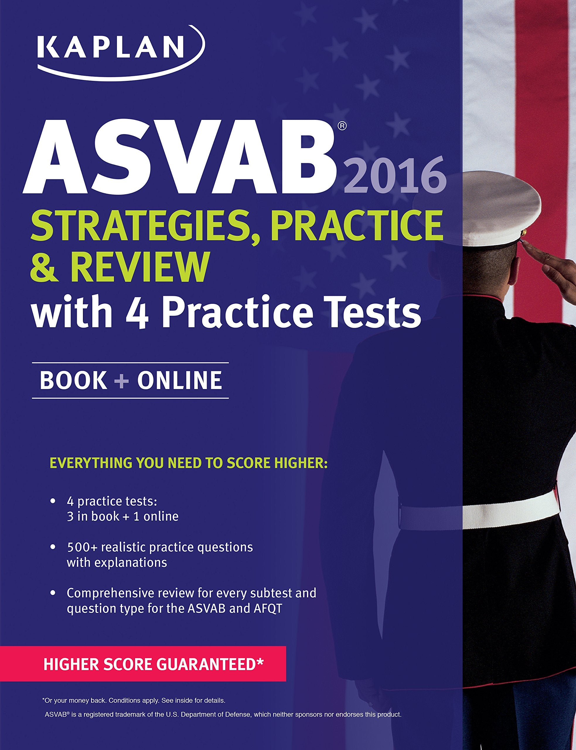 Kaplan ASVAB 2016 Strategies, Practice, and Review with 4 Practice Tests: Book + Online (Kaplan Test Prep),Used