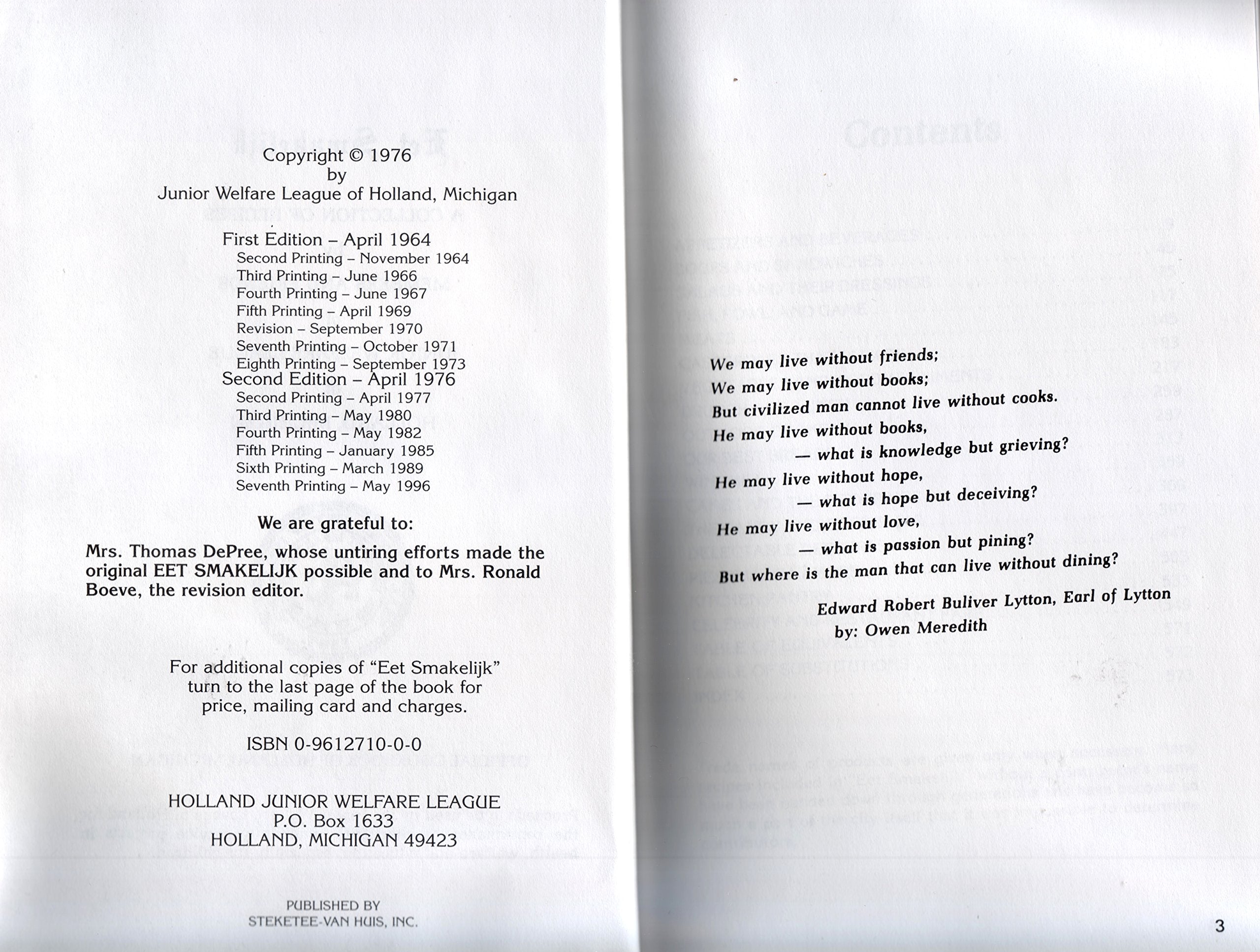 Eet Smakelijk: A Collection of Recipes by Junior Welfare League of Holland, Michigan,Used