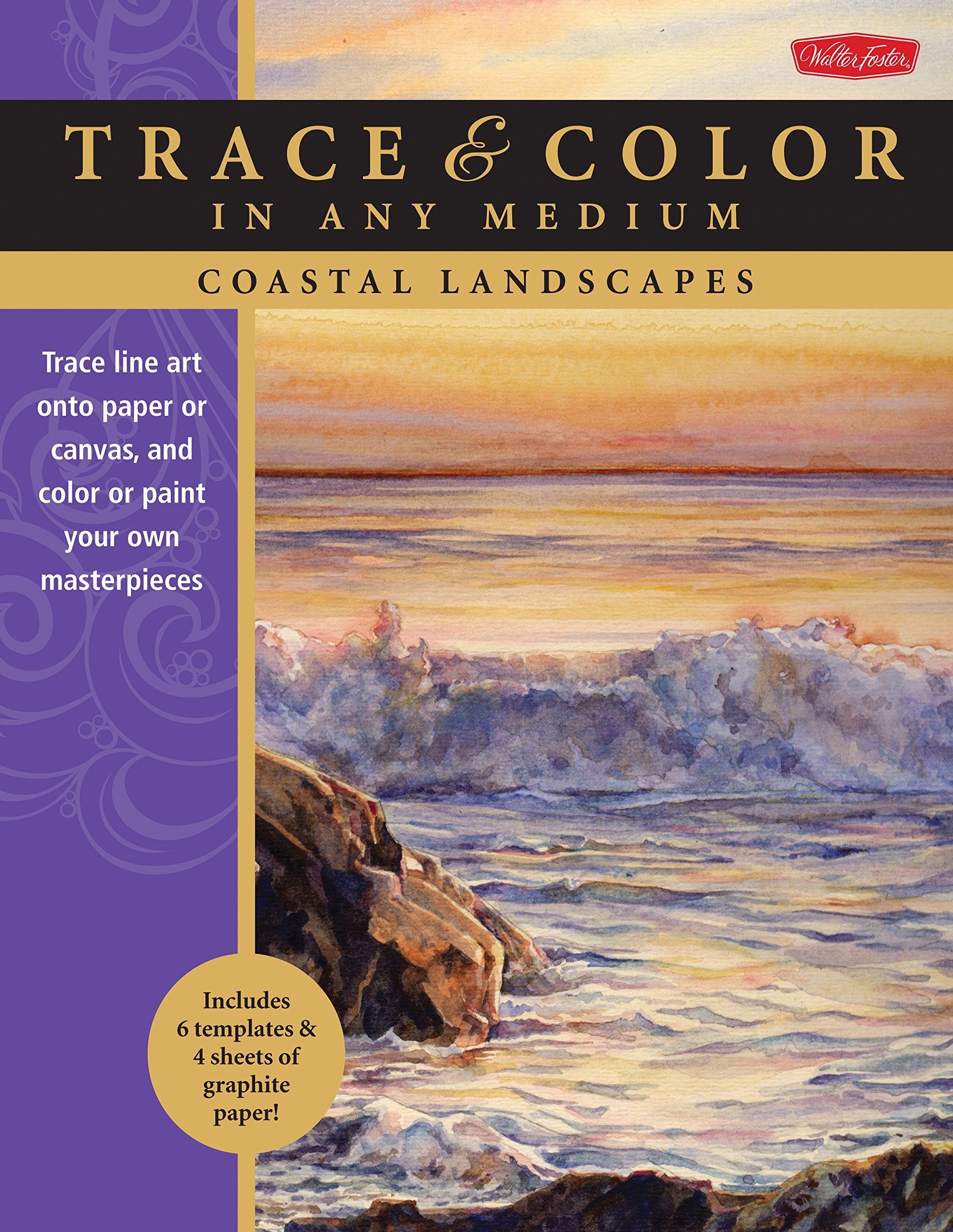 Coastal Landscapes: Trace line art onto paper or canvas, and color or paint your own masterpieces (Trace & Color),New