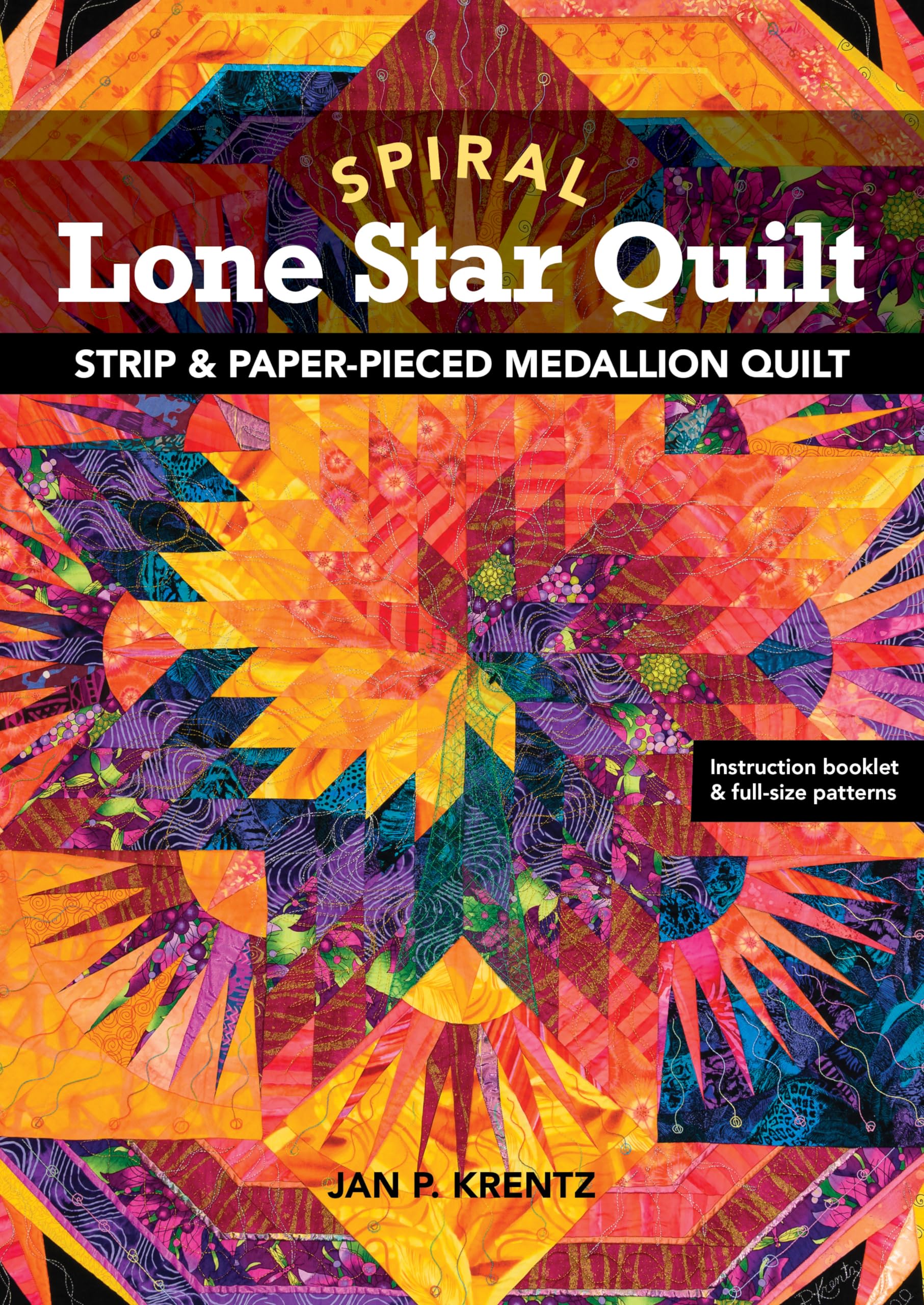 Spiral Lone Star Quilt: Strip & PaperPieced Medallion Quilt,Used