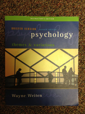 Psychology: Themes and Variations, Briefer Version, 7th Edition (Seventh Ed.) 7e, by Wayne Weiten,Used