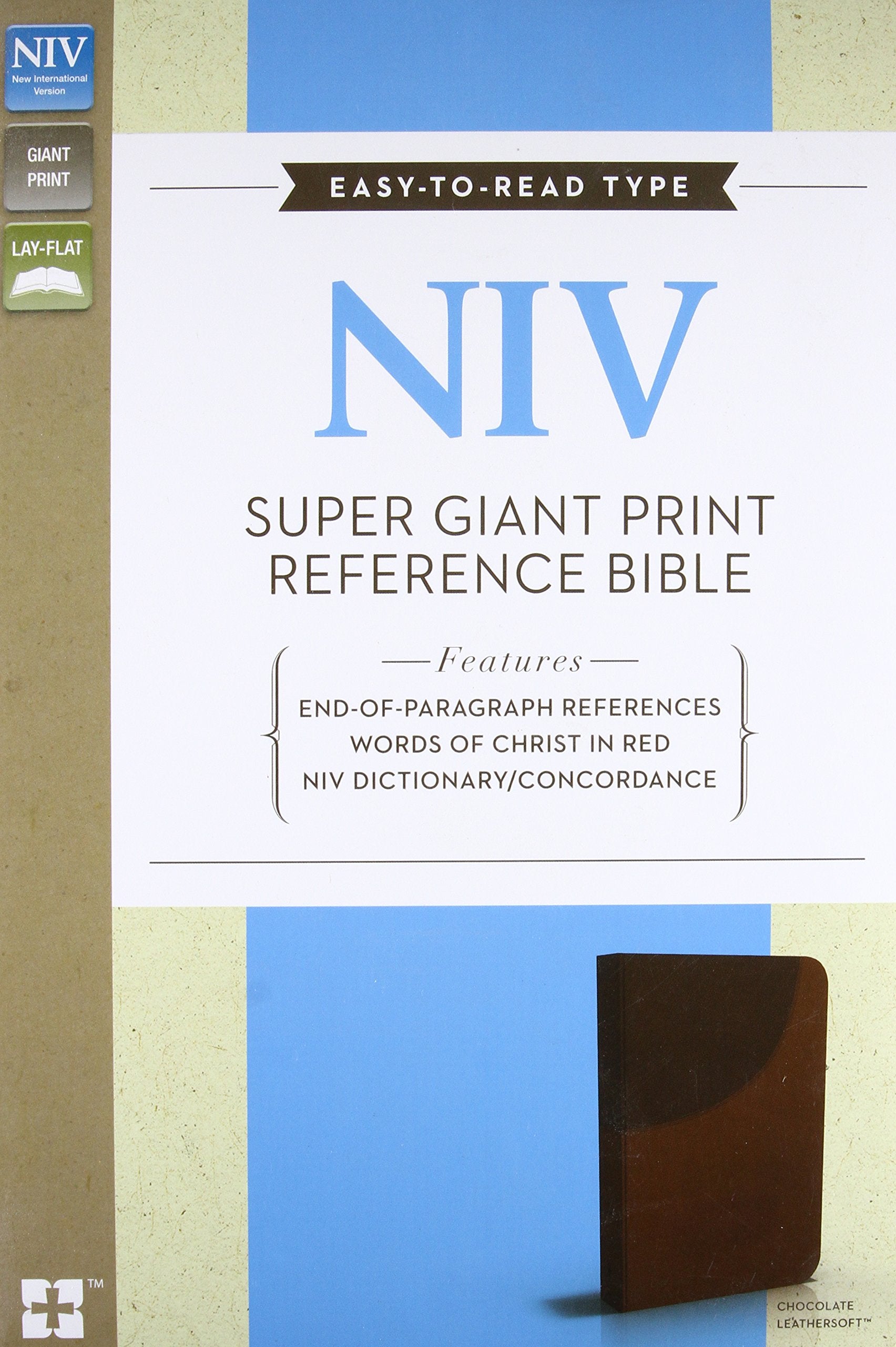 NIV, Super Giant Print Reference Bible, Giant Print, Leathersoft, Brown, Red Letter Edition,Used