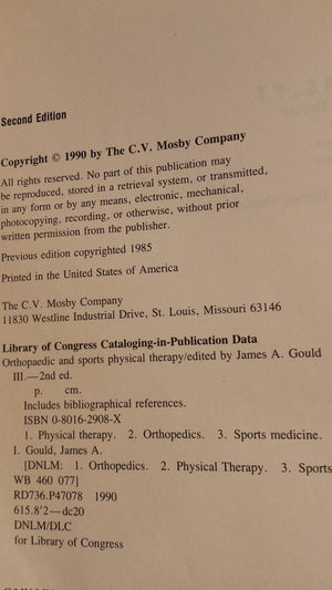 Orthopaedic and Sports Physical Therapy (Mosby's Physical Therapy Series),Used