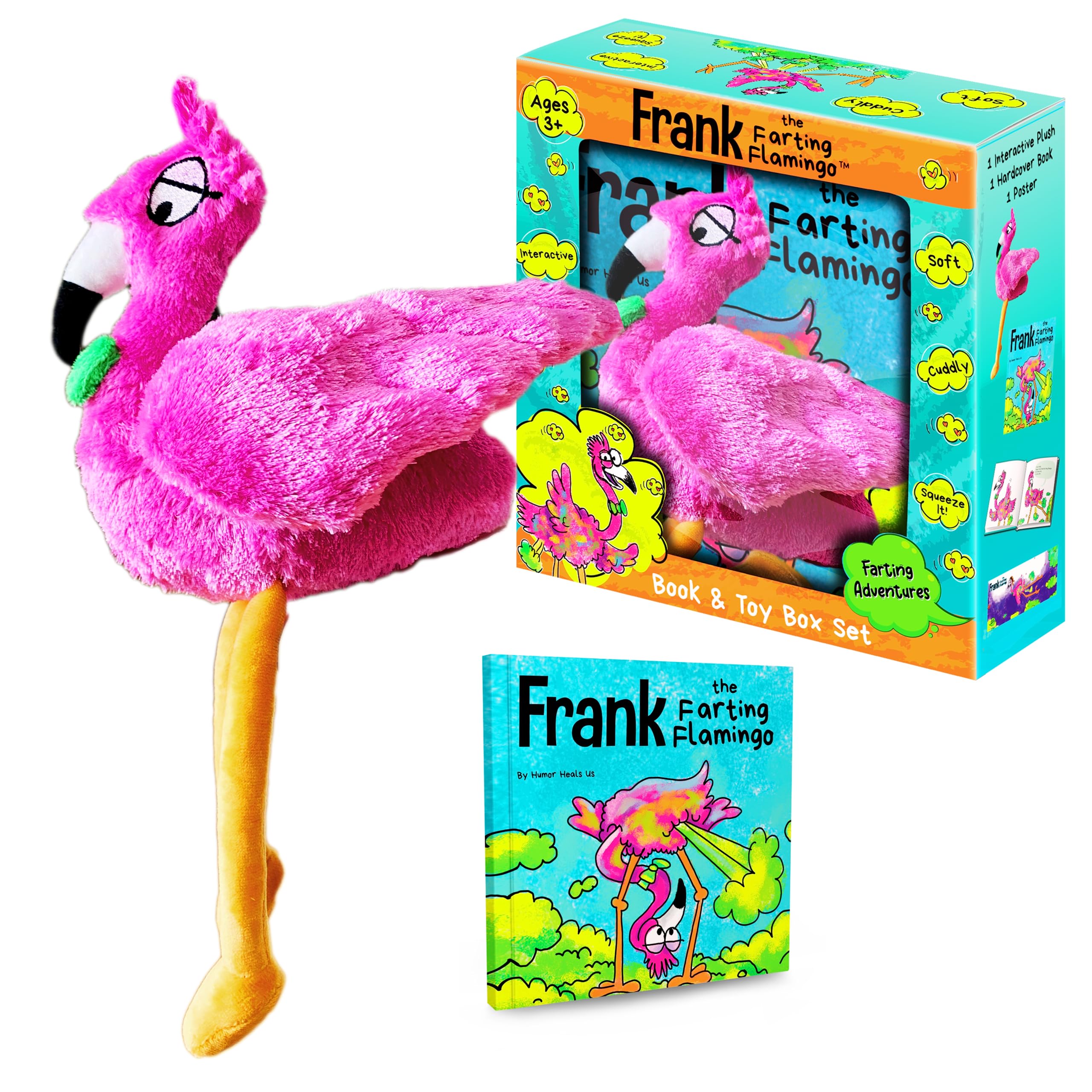Frank the Farting Flamingo Interactive Farting Toy and Book Box Set,Used