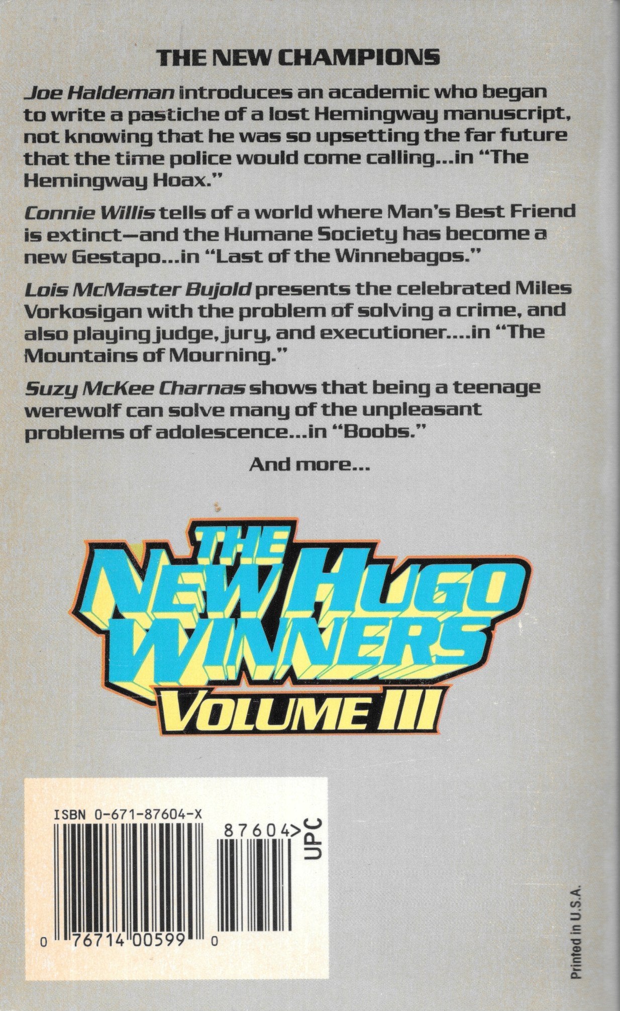 The New Hugo Winners, Vol. 3,Used