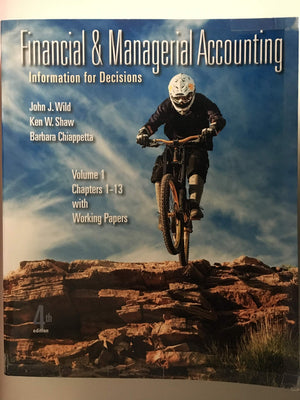 Financial and Managerial Accounting Vol. 1 (Ch. 113) softcover with Working Papers,Used