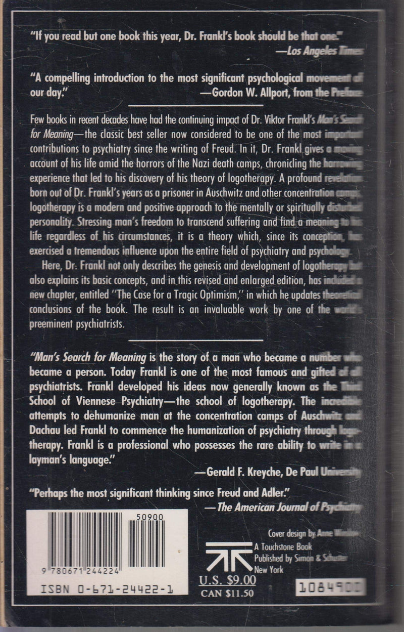 Man'S Search For Meaning: An Introduction To Logotherapy,Used