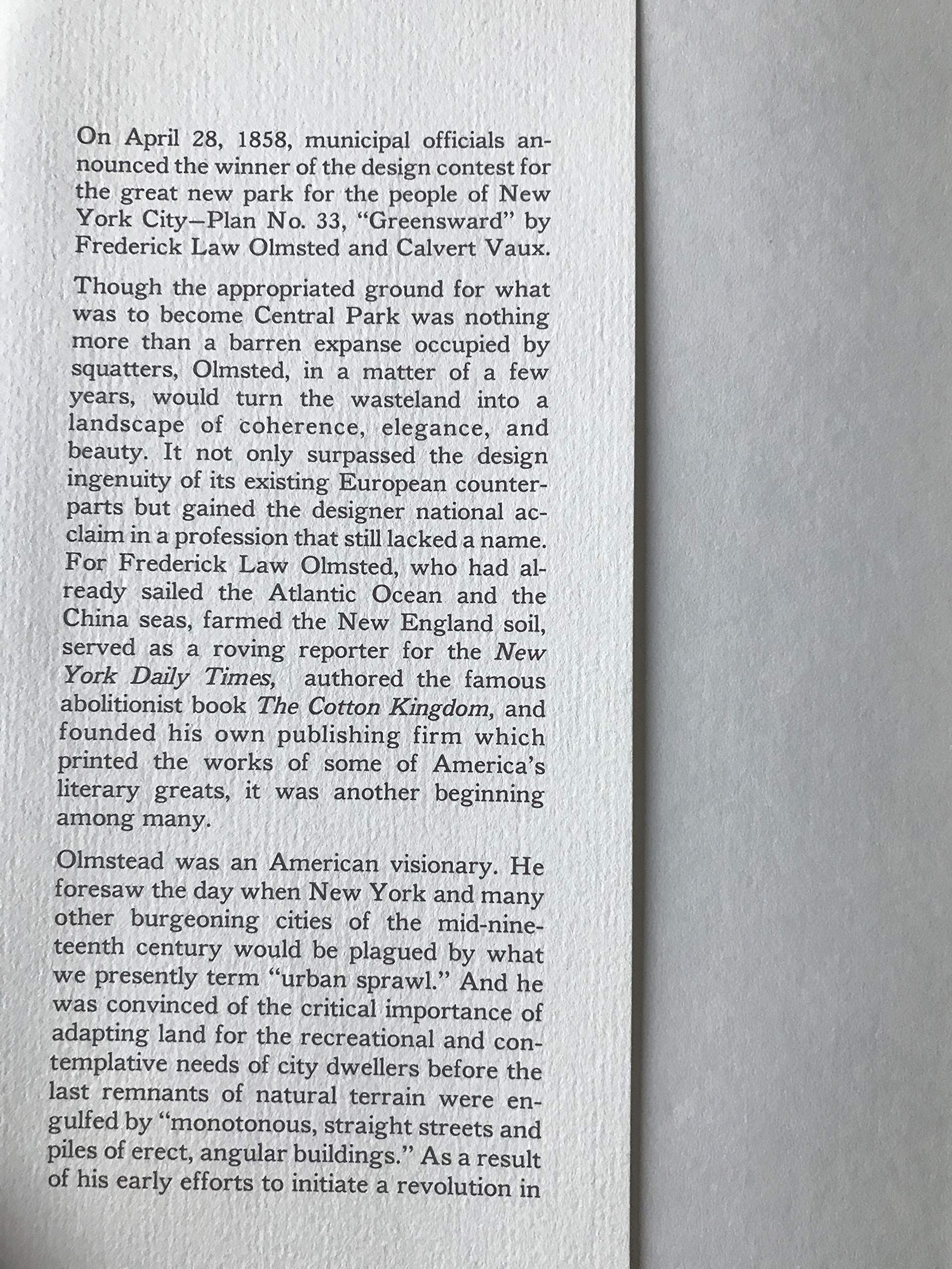 Park Maker: A Life of Frederick Law Olmsted,Used