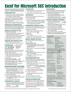 Excel For Microsoft 365 (Office 365) Introduction Quick Reference Guide  Windows Version (Cheat Sheet Of Instructions, Tips & S