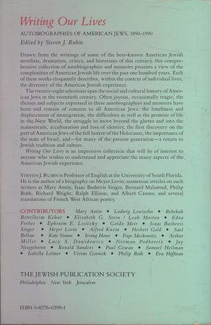 Writing Our Lives: Autobiographies of American Jews, 18901990,Used