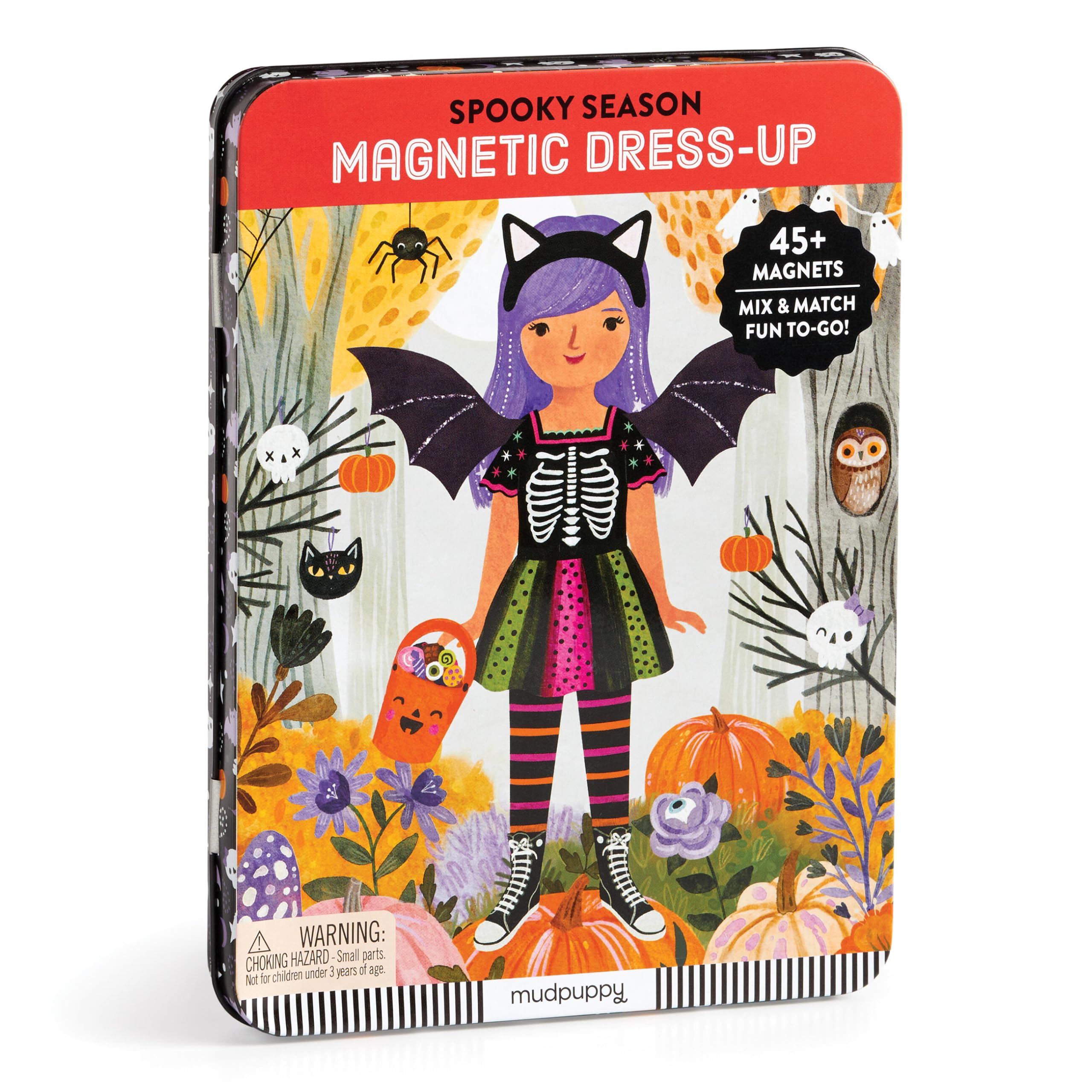 Mudpuppy Spooky Season  Magnetic Dress Up Game With Illustrated Halloween Scenes Including 2 Spooky Characters And Over 40 Mix