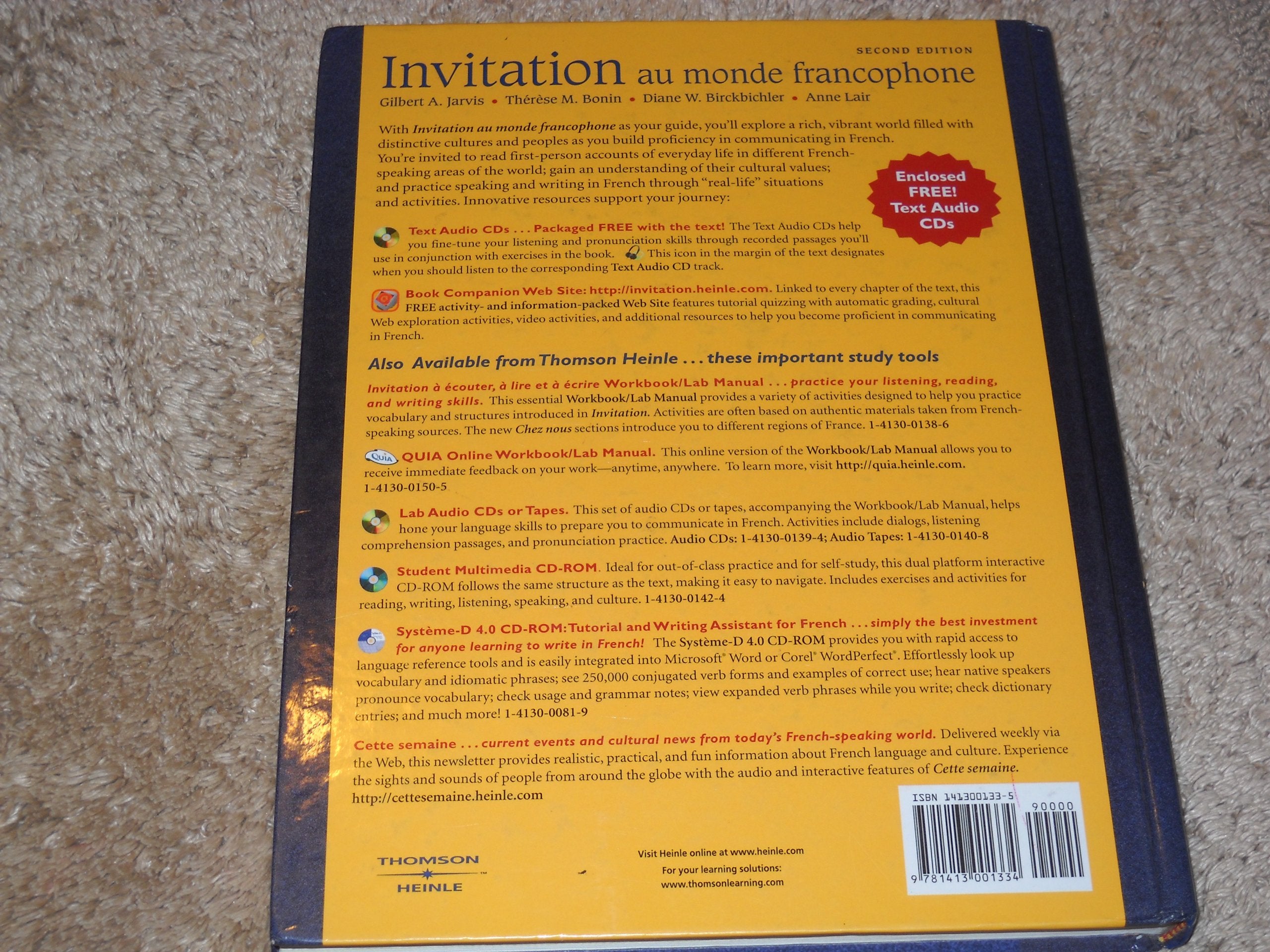 Invitation au monde francophone (with Audio CD) (World Languages),Used