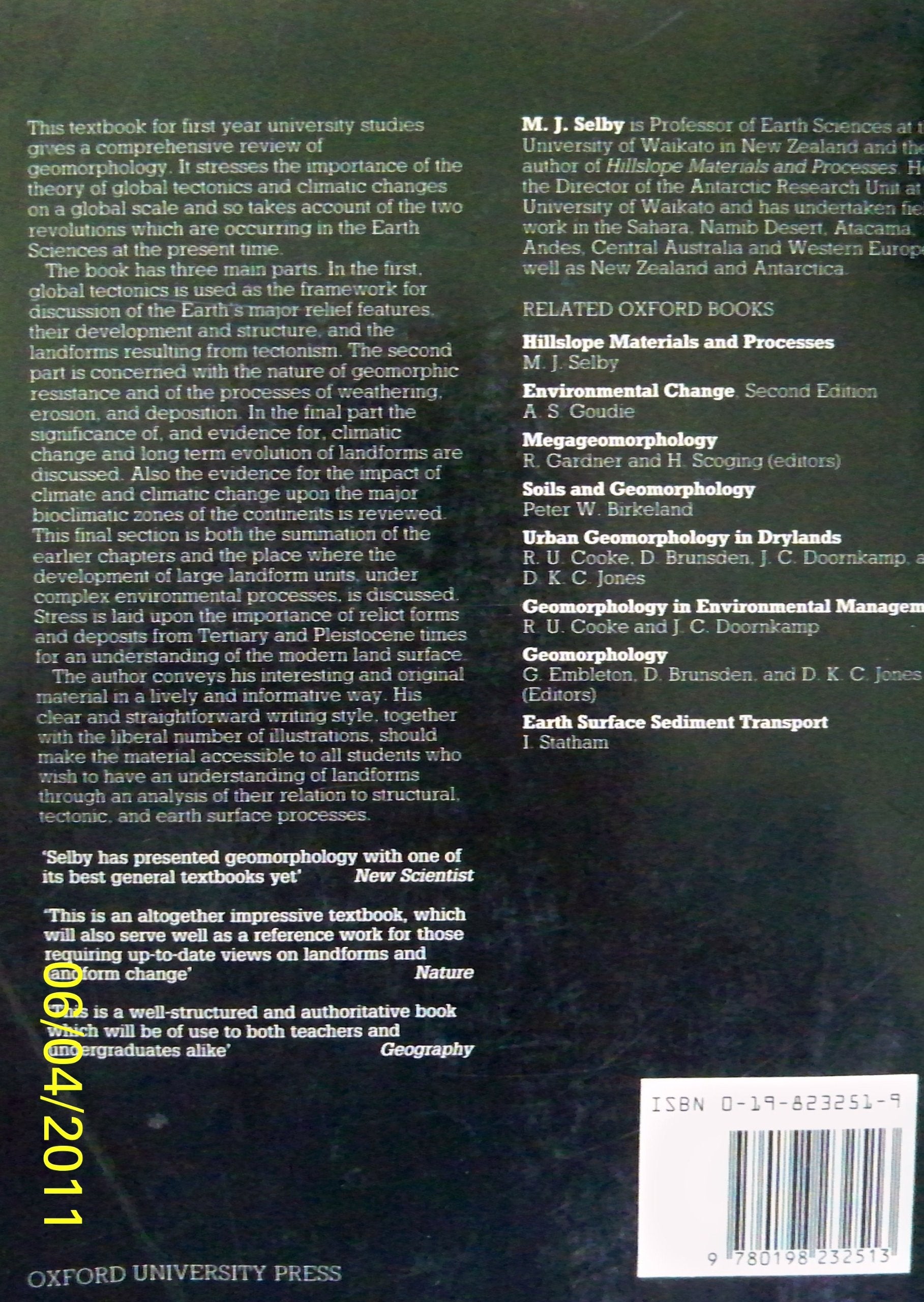 Earth's Changing Surface: An Introduction to Geomorphology,Used