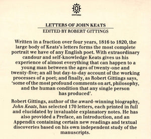 Letters of John Keats (Oxford Letters & Memoirs),Used
