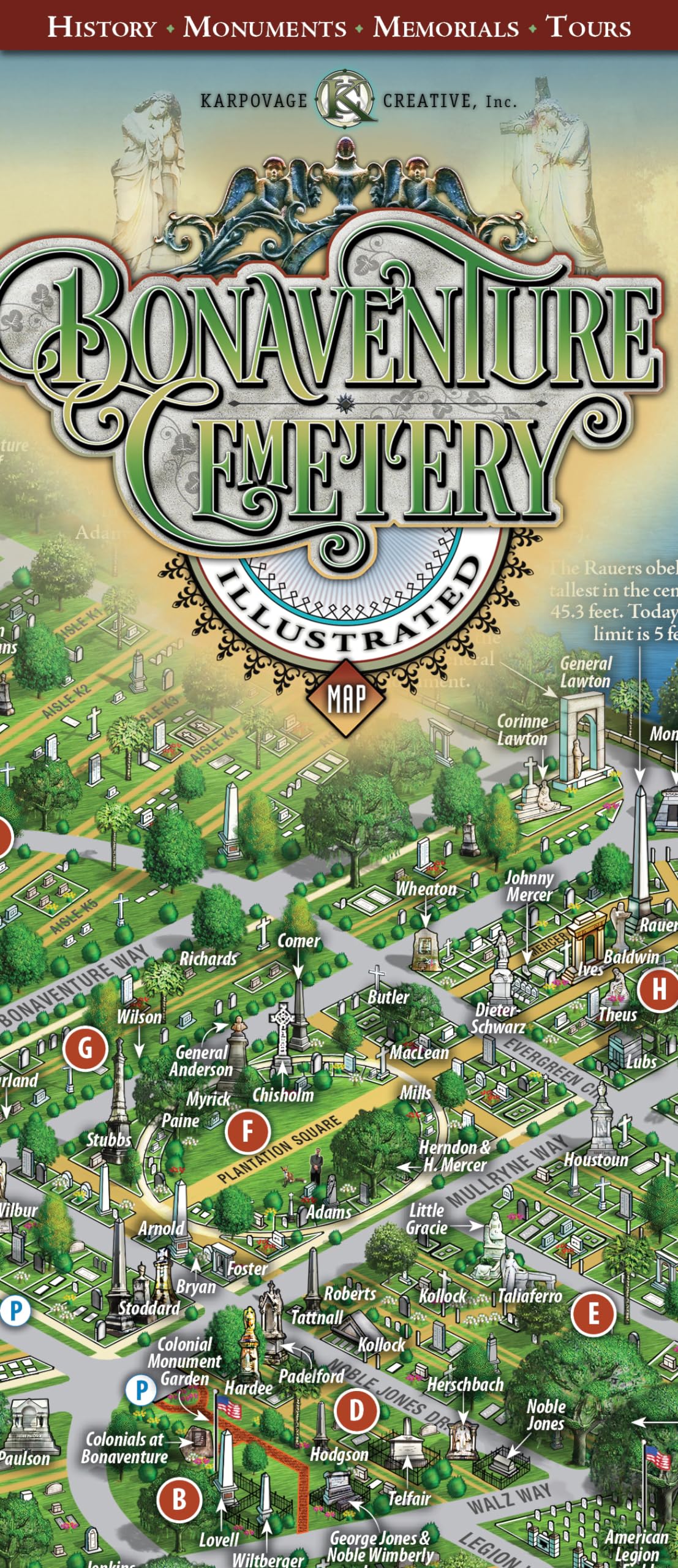 Bonaventure Cemetery Illustrated Map