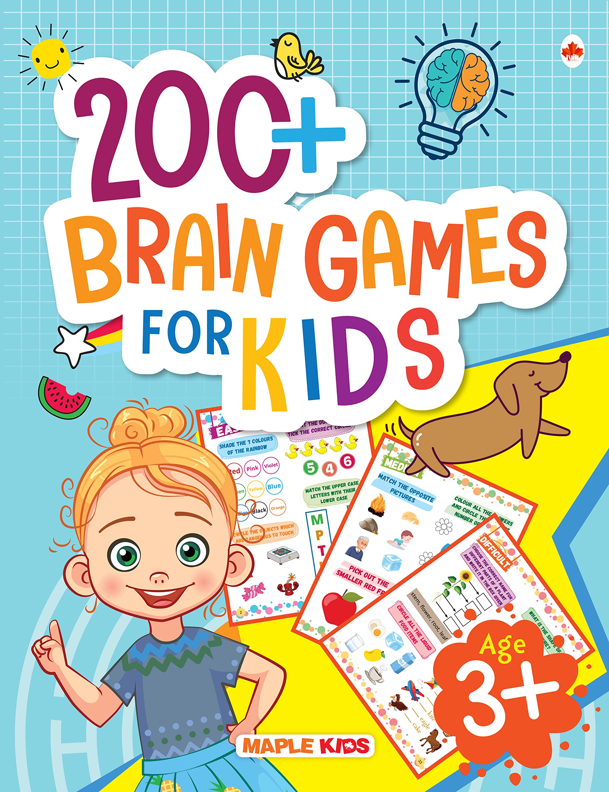 Brain Boosting Activity Book For Kids - 200+ Activities For Age 3+ - Kids Activity Book - Early Learning - Activities For Children: Maths, English, Mazes, Spot The Differences, Word Search