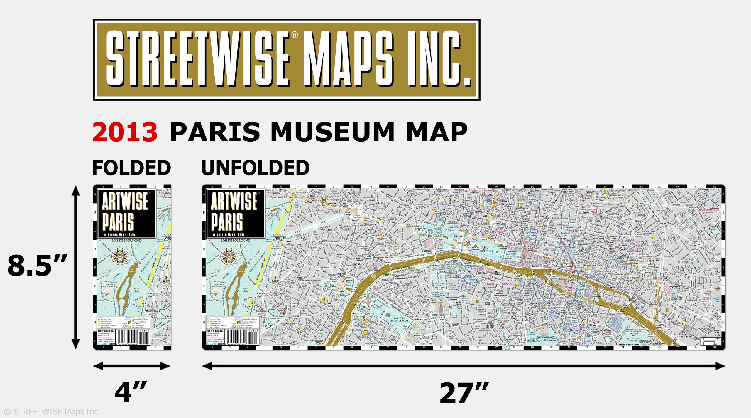 Artwise Paris Museum Map  Laminated Museum Map of Paris, FR,Used