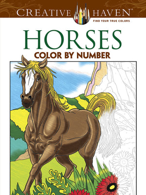 Creative Haven Horses Color by Number Coloring Book (Creative Haven Coloring Books),Used