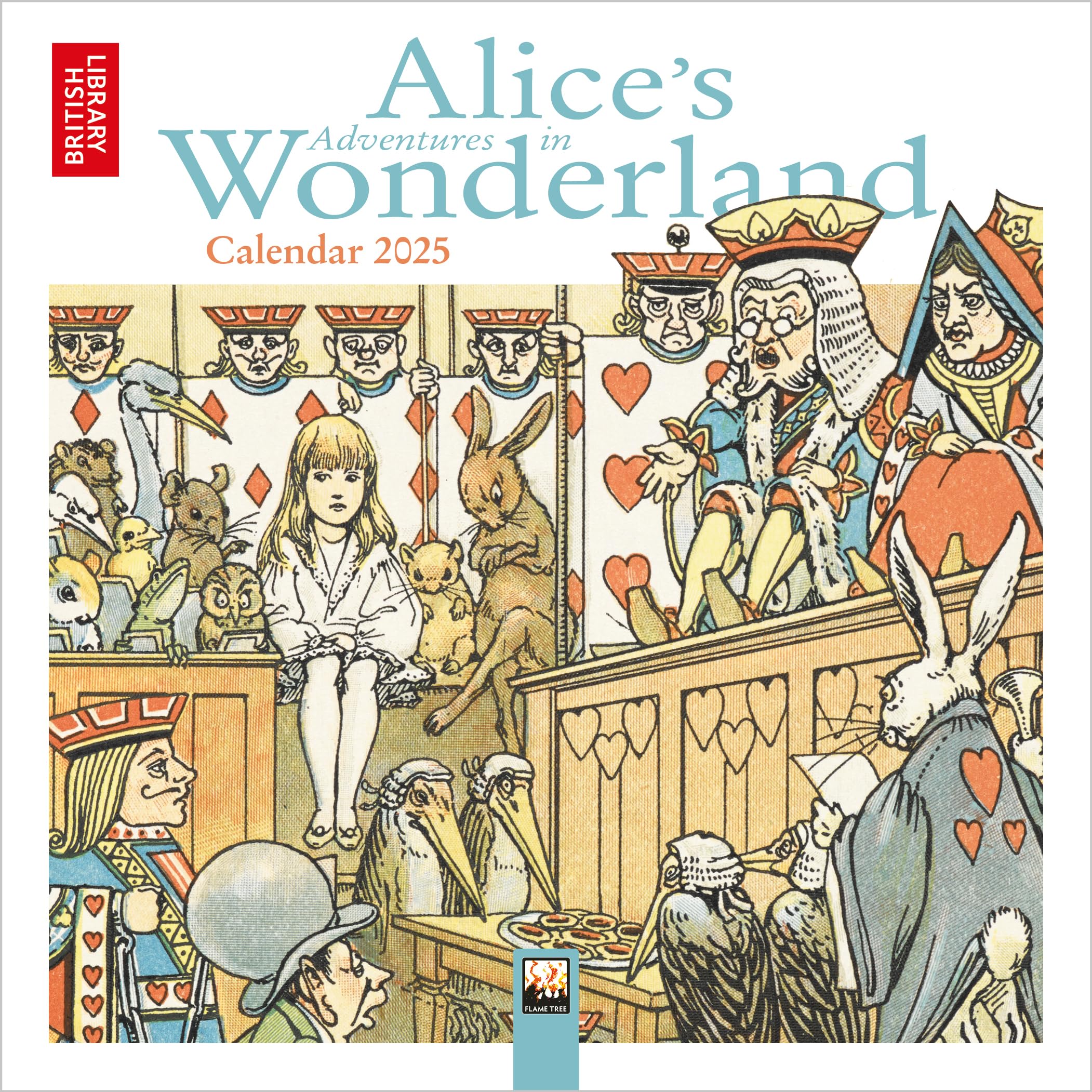 British Library: Alice's Adventures in Wonderland Mini Wall Calendar 2025 (Art Calendar),New
