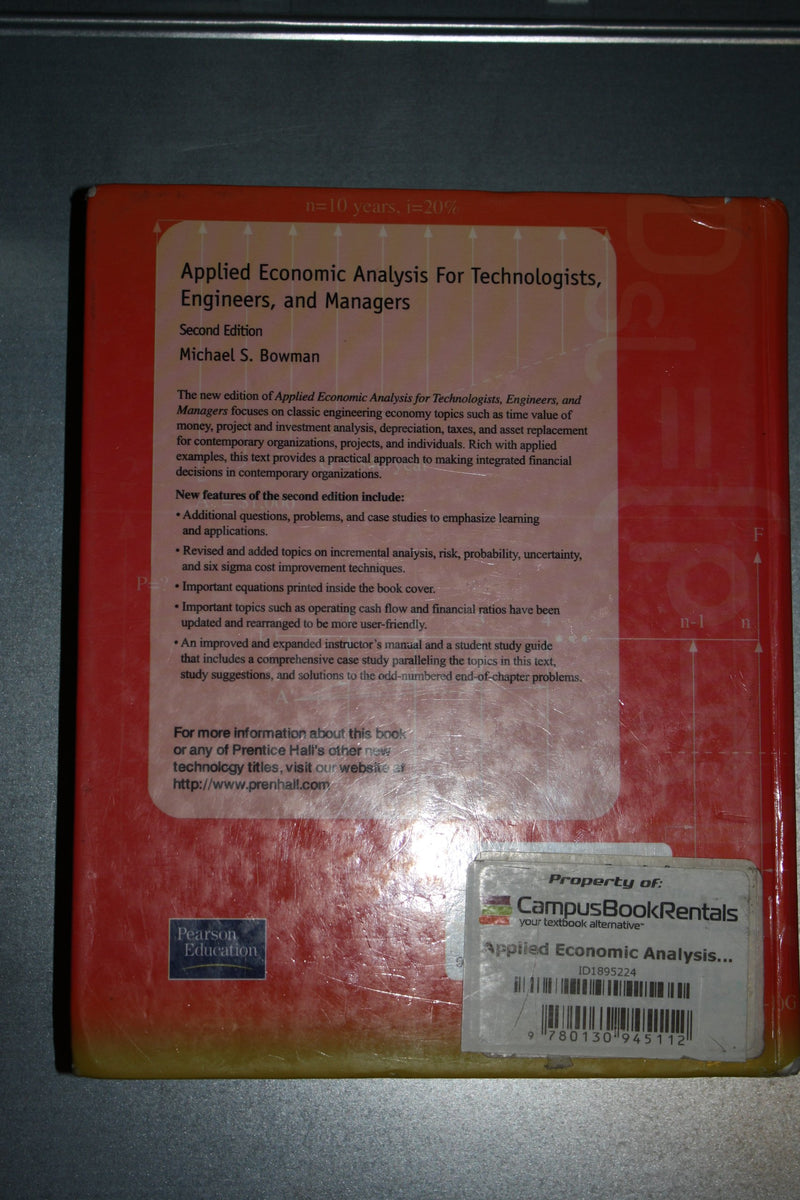 Applied Economic Analysis For Technologists, Engineers, And Managers,New
