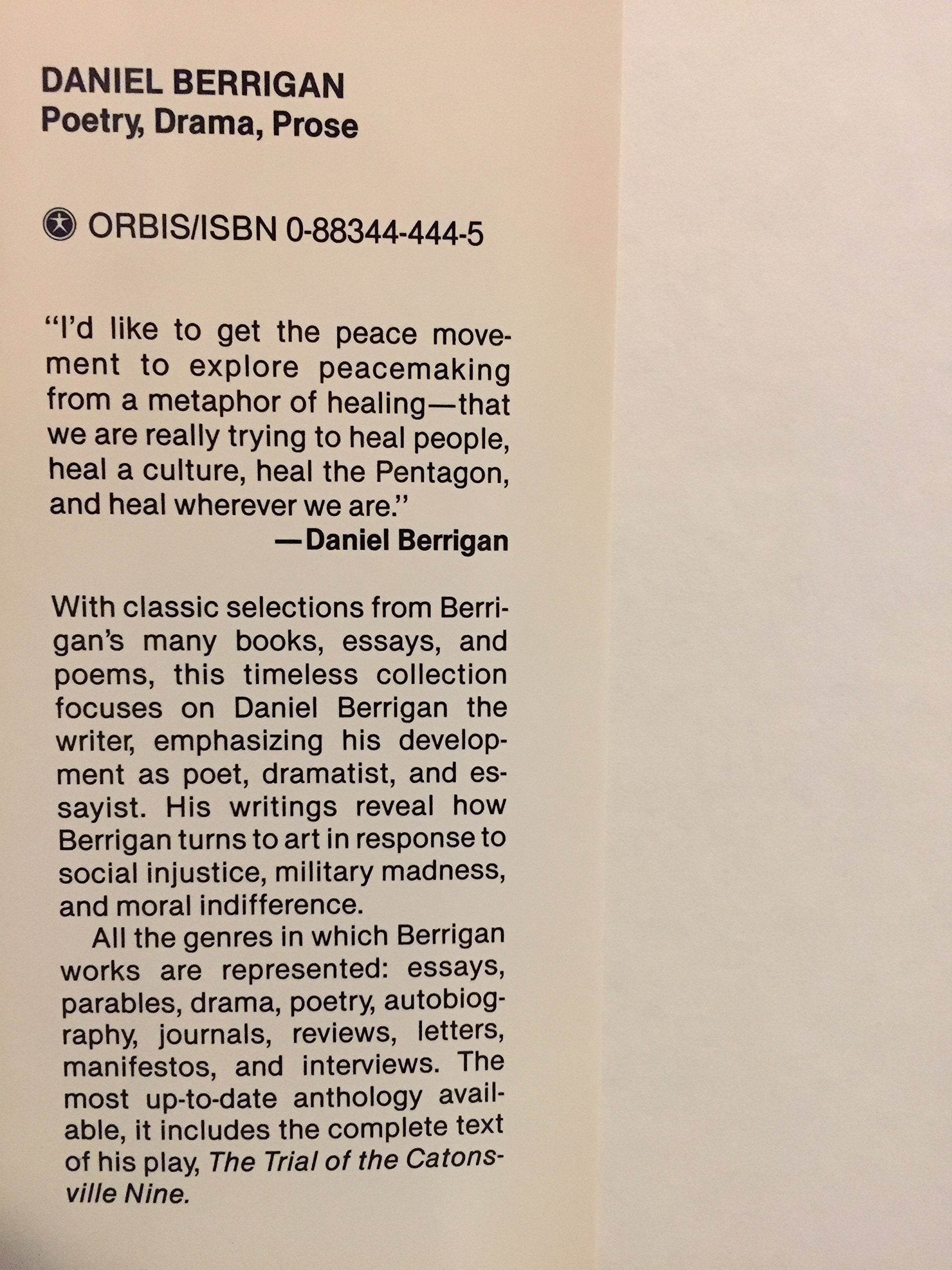 Daniel Berrigan: Poetry, Drama, Prose,Used