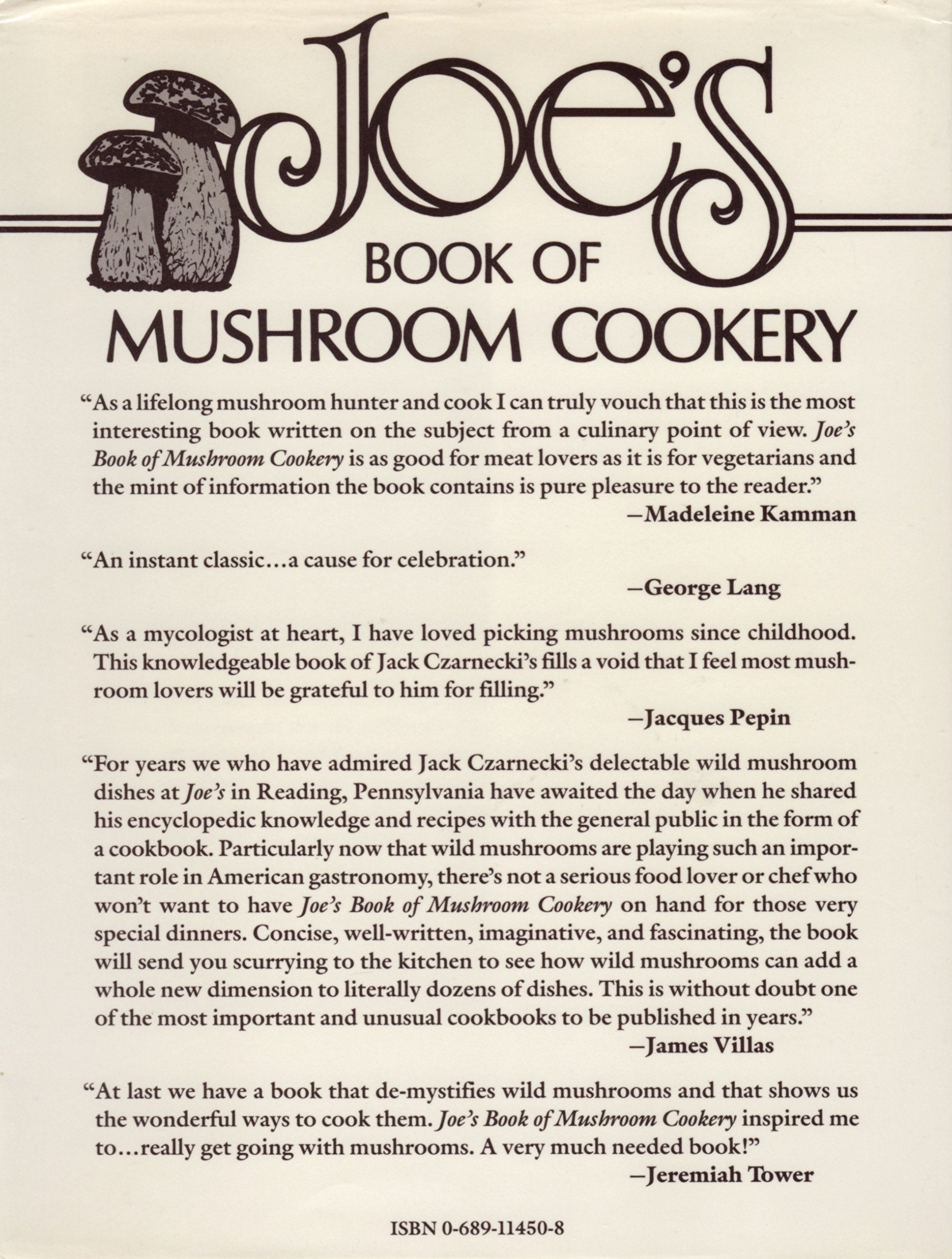 Joe's Book of Mushroom Cookery,Used