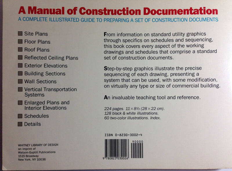 A Manual Of Construction Documentation,New
