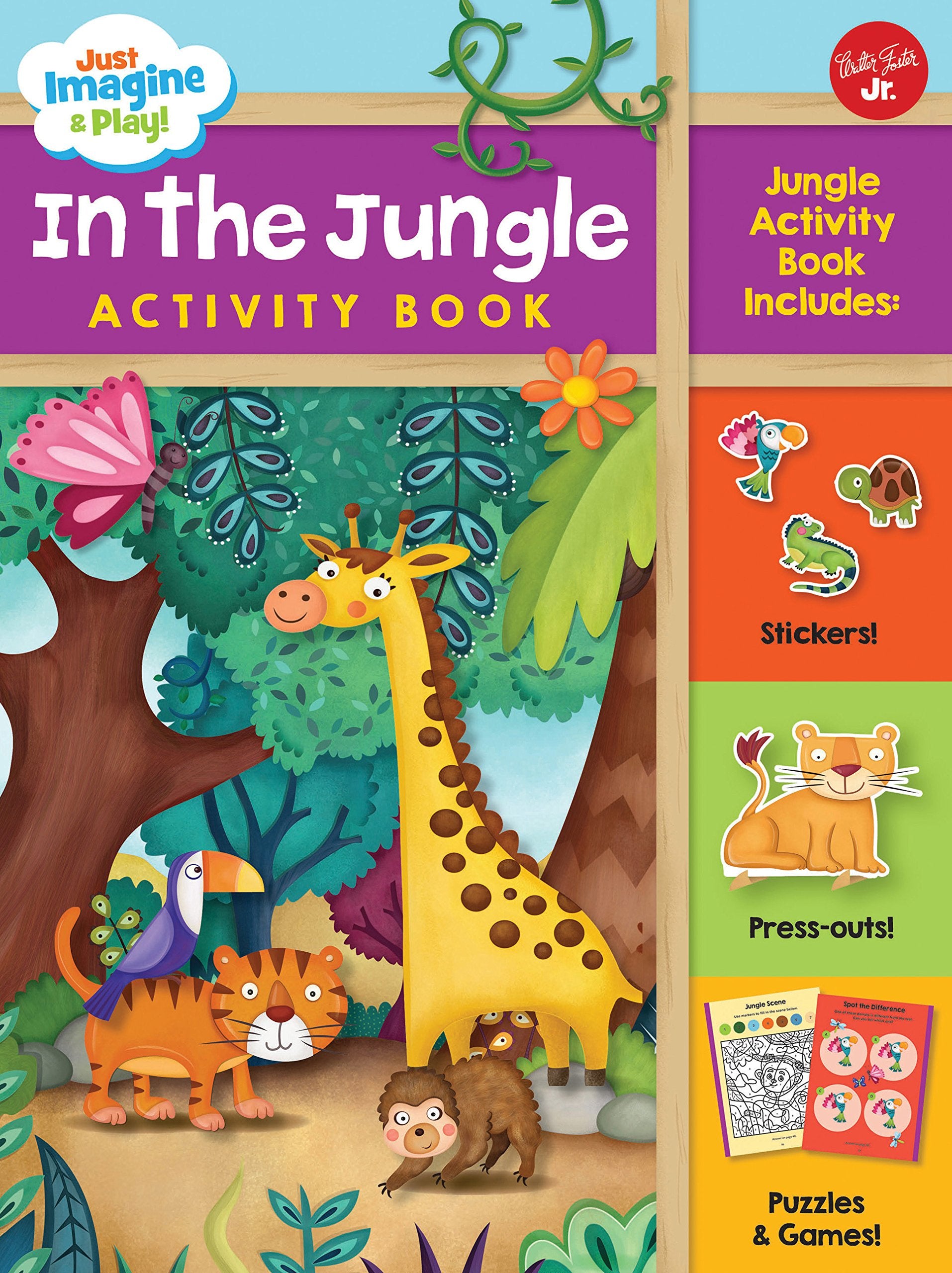 Just Imagine & Play! In The Jungle Activity Book: Jungle Activity Book Includes: Stickers! Pressouts! Puzzles & Games!