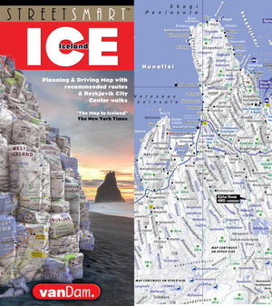 StreetSmart Iceland Map by VanDam laminated pocketsize, country planning and driving map with all attractions, sights, hotels, ,New
